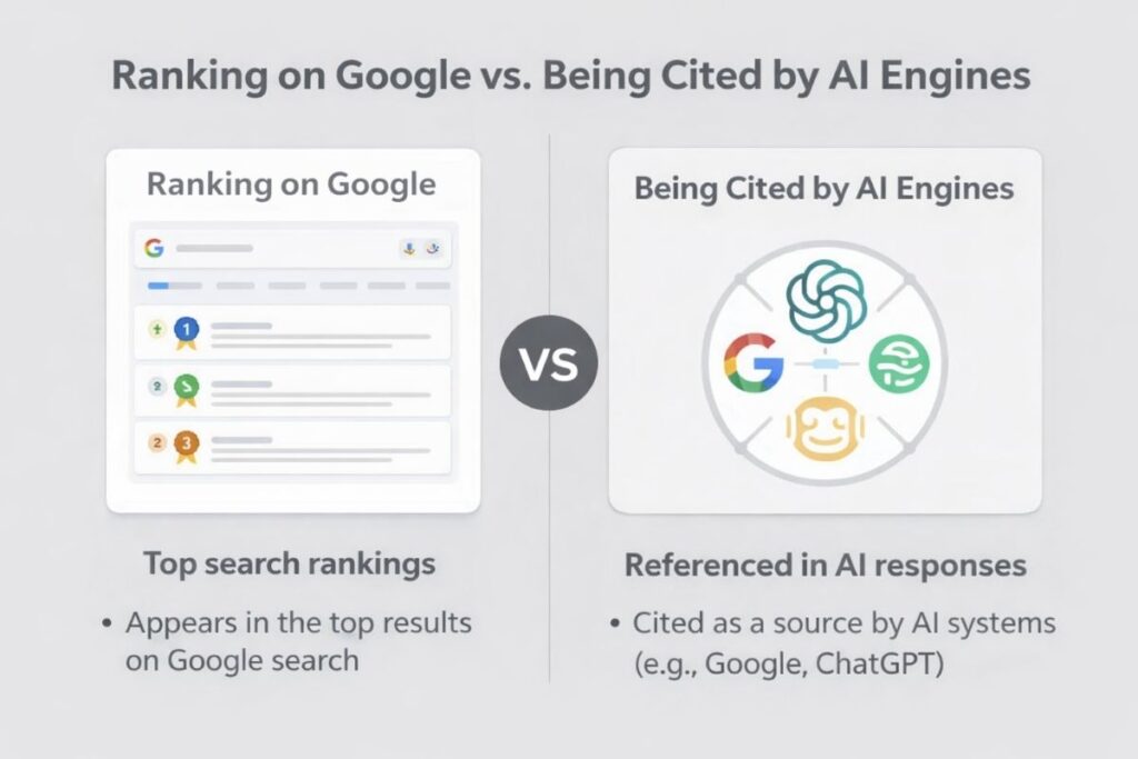 Ranking on Google vs. Being Cited by AI Engines: What Actually Matters in 2026