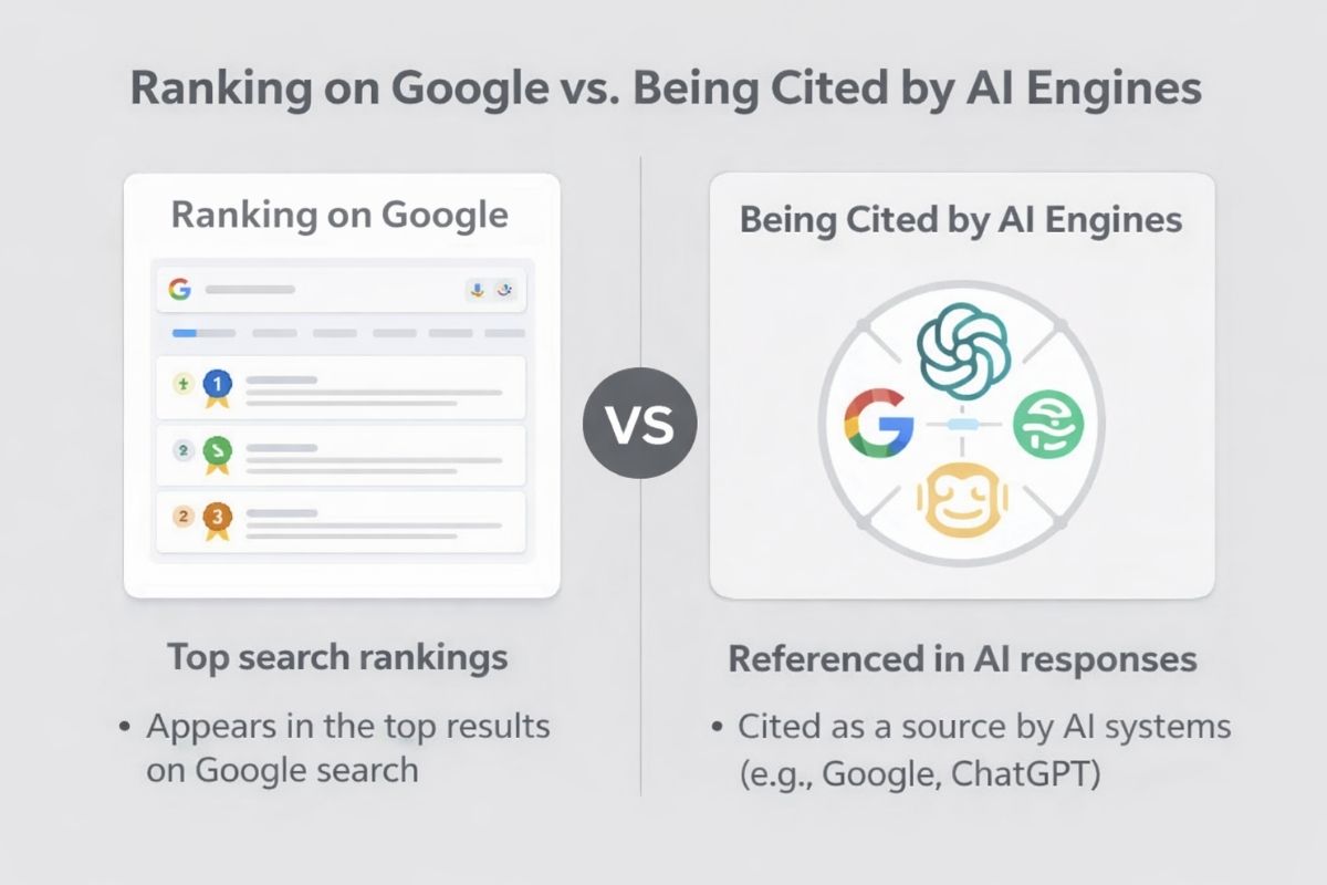 Ranking on Google vs. Being Cited by AI Engines: What Actually Matters in 2026